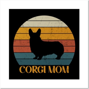 Cute Vintage Corgi Mom Sunset - Dog Lover Corgis Posters and Art